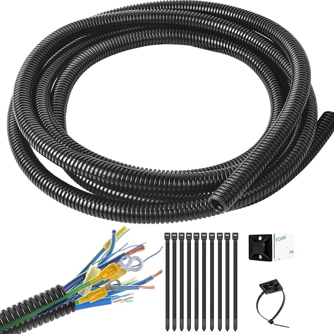 1/4 Inch Wire Loom Split Tubing - 30 ft Cord Protector Electric Wires Covers by ALLWIN