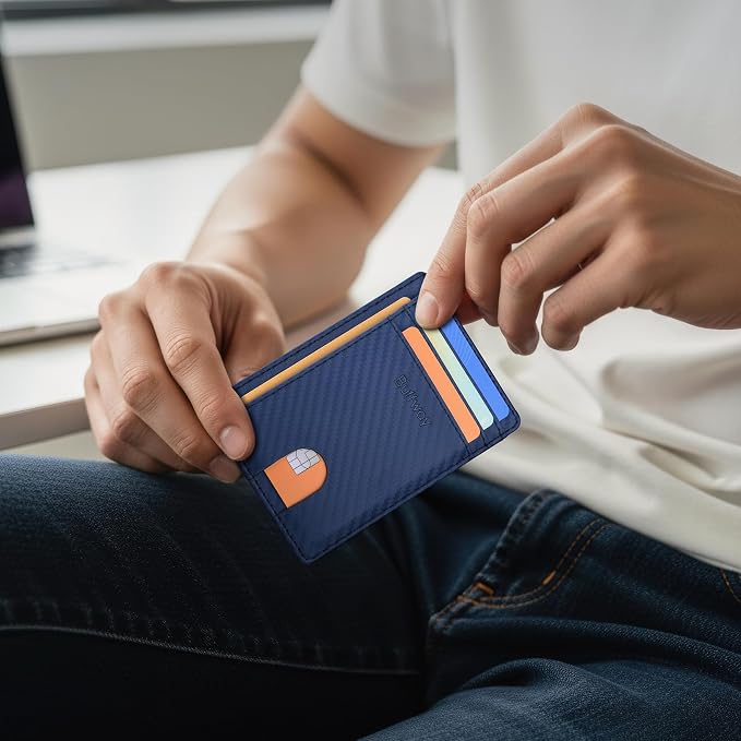 Buffway Slim Minimalist Front Pocket RFID Blocking Leather Wallets - Image 7