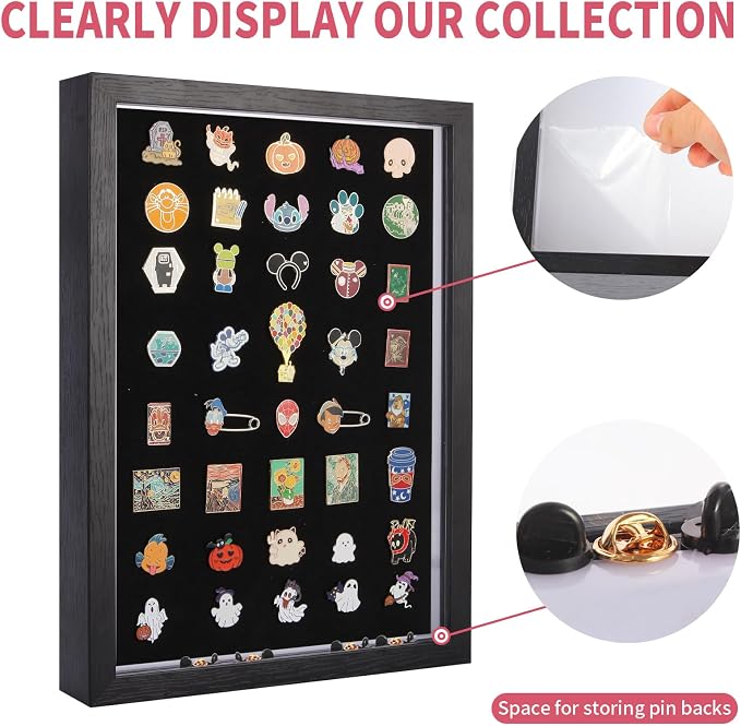 Light Up Pin Display Case – 16x12 Black Enamel Pin Display Board - Image 5
