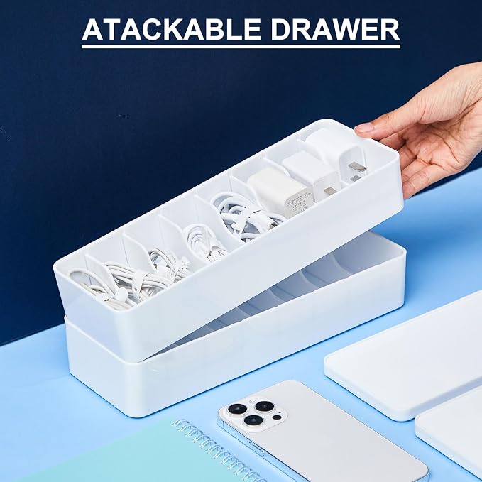 Tatuo 2 Pcs Cord Organizer for Drawer Desktop, Cable Organizer Box - Image 3