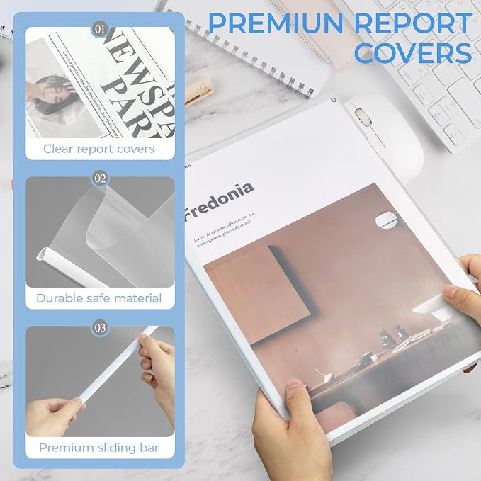 M&G 10 Pack Report Covers with Sliding Bar, 5mm Clear Report Folder - Image 7