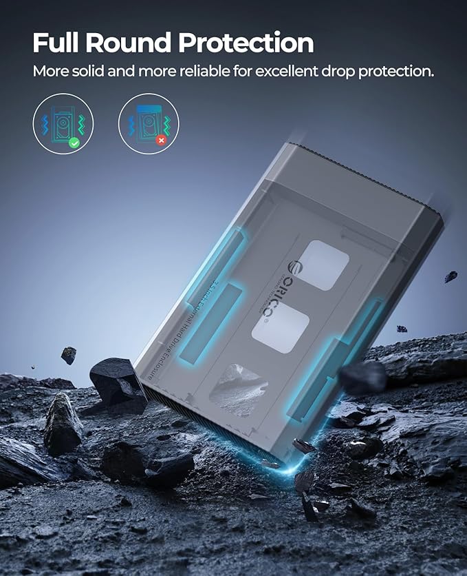 ORICO Aluminum 3.5 Hard Drive Enclosure with USB 3.2 Gen 2 6Gbps Transfer Speed, Fit for 3.5/2.5 Inch SATA HDD SSD Up to 20TB, USB C to USB C/A 2 in 1 Cable Compatible with MacBook Windows(DD35-C3)-DeskLoop Office