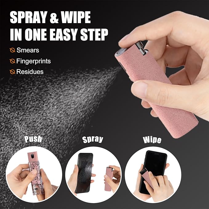 walrfid Graffiti Computer Screen Cleaner, Car Screen Cleaner Spray and Wipe, Electronic Cleaning Spray for Laptop iPad, iPhone, MacBook, TV, Monitor, Tablet Display, with Black Case - Pink-DeskLoop Office