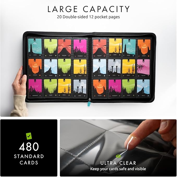 Vault X 12 Pocket Zip Binder, 480 Cards, Exo-Tec Material, 20 Side-Loading Pages - Image 4
