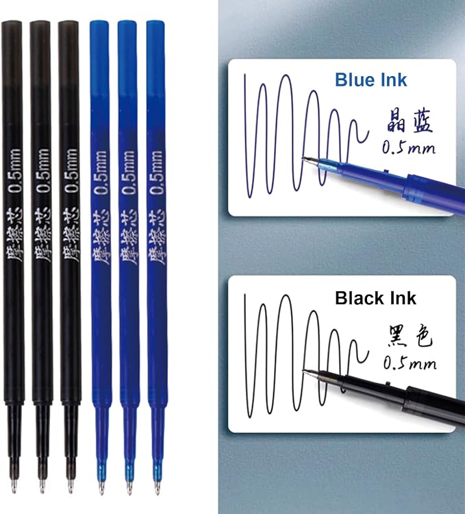 30 Pcs Black Blue Ink Gel Pen Refills 0.5mm Fine Point, Erasable Replacement - Image 3