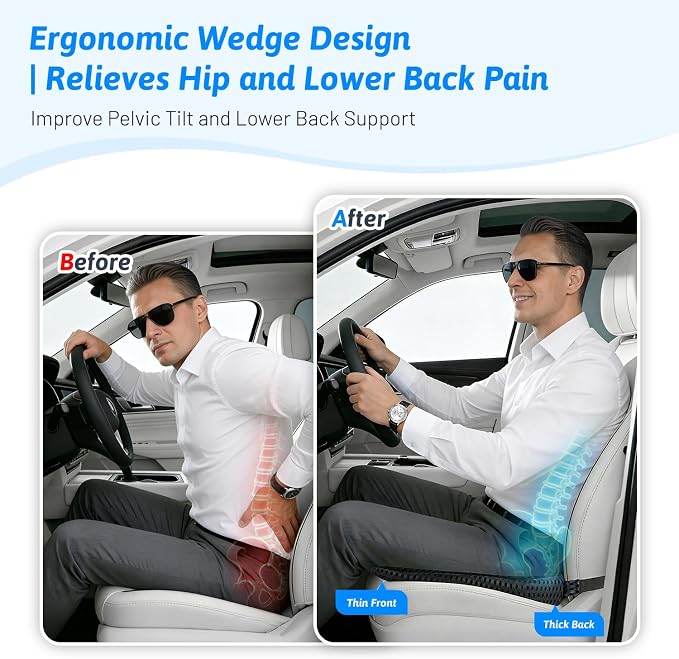 Wedge Car Seat Cushion for Better Visibility & Sciatica Pain Relief - Image 5