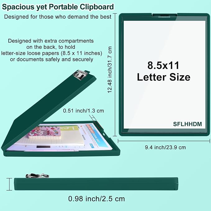 SFLHHDM Clipboard with Storage, Heavy Duty Clip Boards 8.5x11 with 2 Storage - Image 2