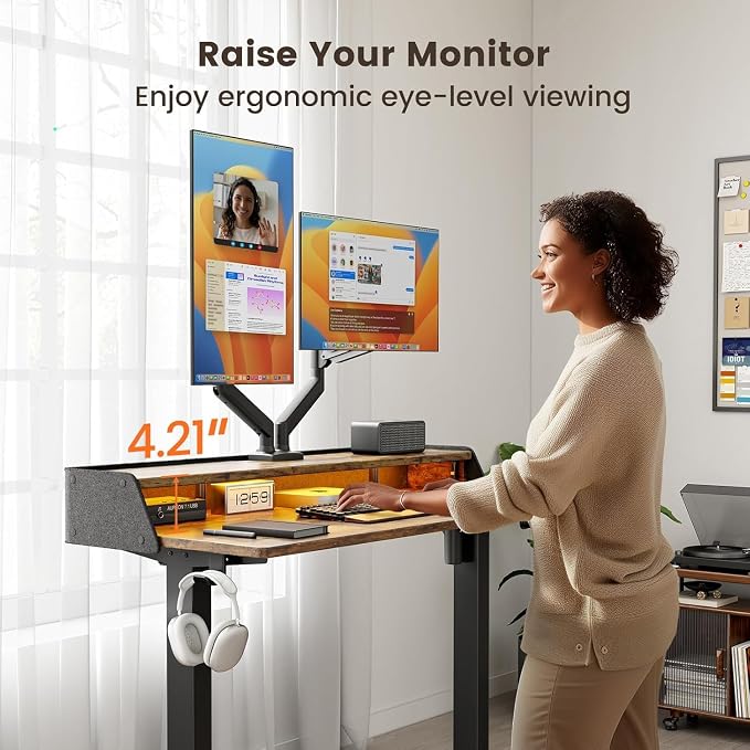 ErGear Standing Desk with LED Strip, 55″ x 28″ Electric Height Adjustable RGB - Image 8