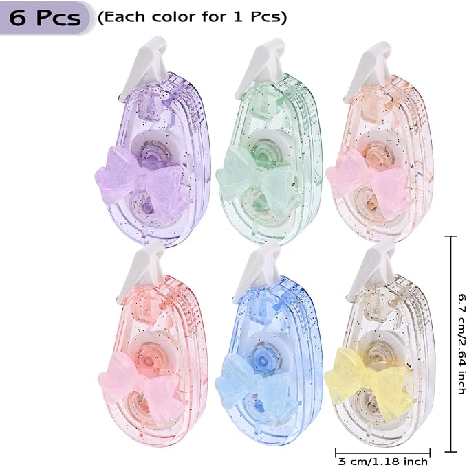 Temiary 6P Aesthetic Correction Tape, Butterfly Knot | Cute Correction - Image 2