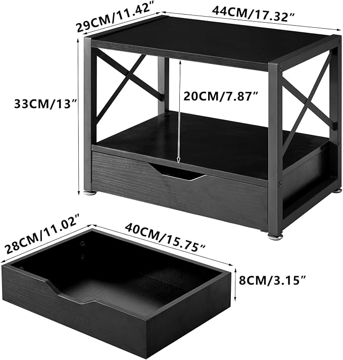 IBUYKE 2 Tier Desktop Printer Stand, Wooden Printer Stand - Image 7