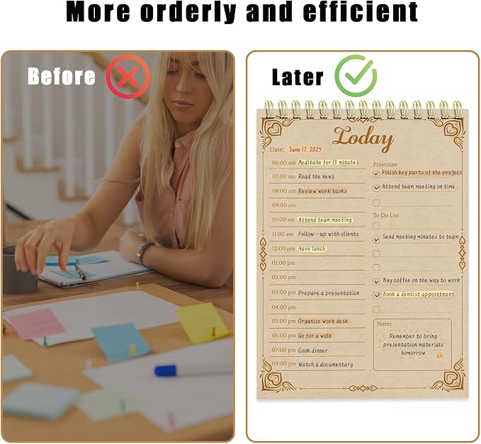 Tlenpo Daily To Do List Notebook 60 Sheets Vintage kraft paper, 5.1 x 7 In - Image 3