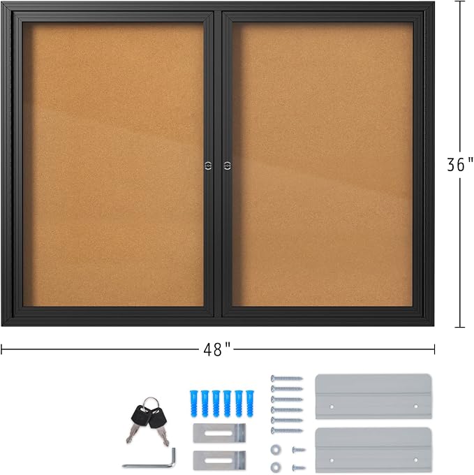 INNOVART Enclosed Bulletin Board 48”x36”, Lockable Cork Noticeboard - Image 2