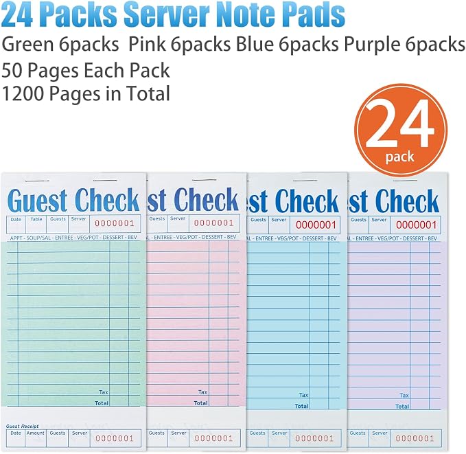 ZPARIK 24 Pack Guest Checks Books - Image 2