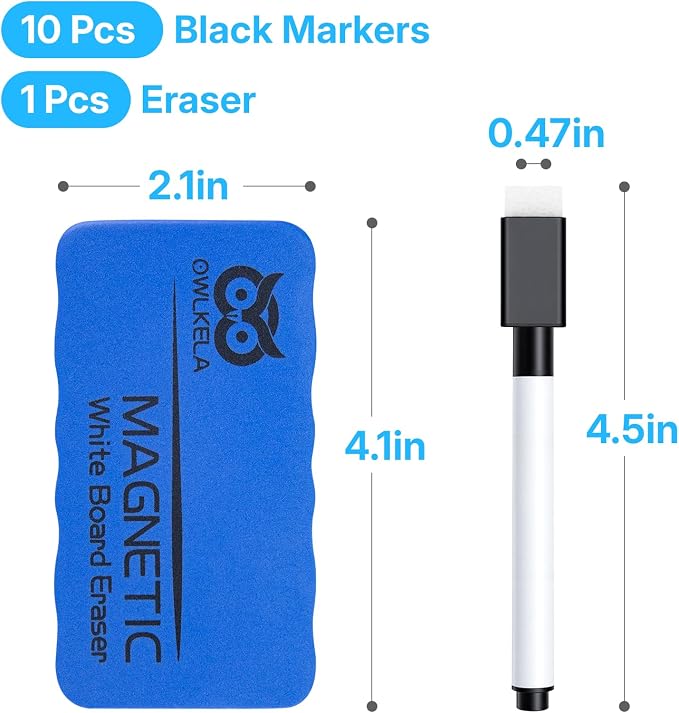 OWLKELA 10 Pcs Black Magnetic Erasable Markers - Image 2