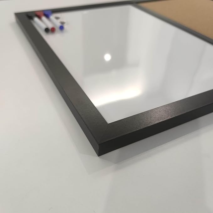 Combination Board Magnetic Dry Erase Board & Corkboard,24''x18'' Combo Board, Black Frame-DeskLoop Office