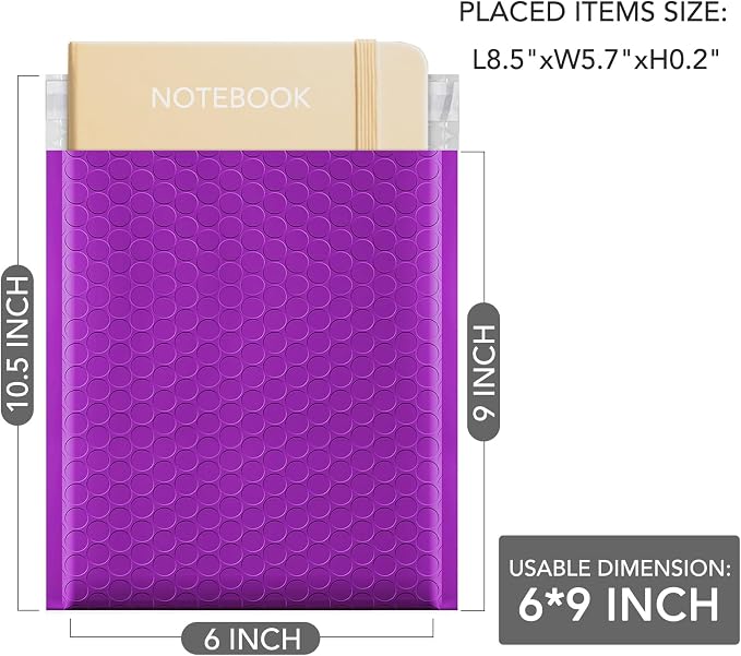 GSSUSA Purple Bubble Mailers 6X10 Inches 500 Pack, Padded Poly Bubble Mailer - Image 2