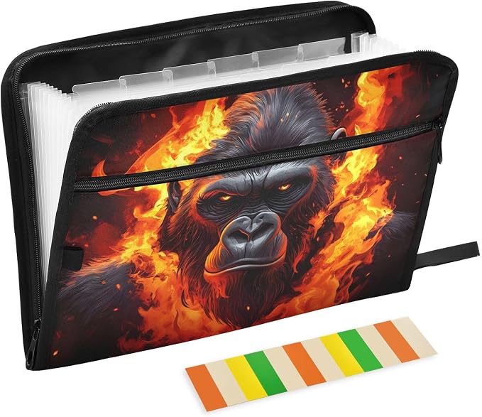 Expanding File Folder Fierce Gorilla King Kong Accordion File Organizer 13 by ALAZA