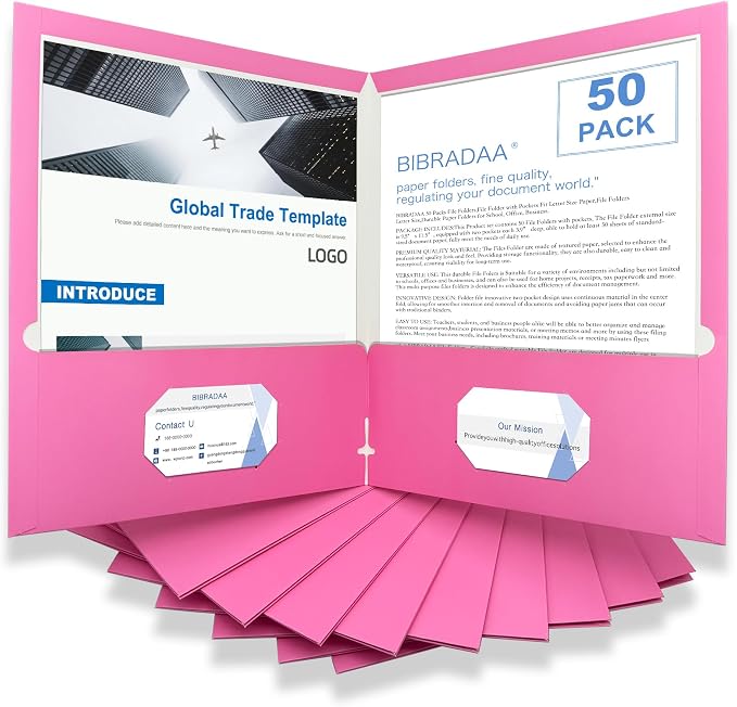 BIBRADAA® 50 Packs Pink Folders by BIBRADAA