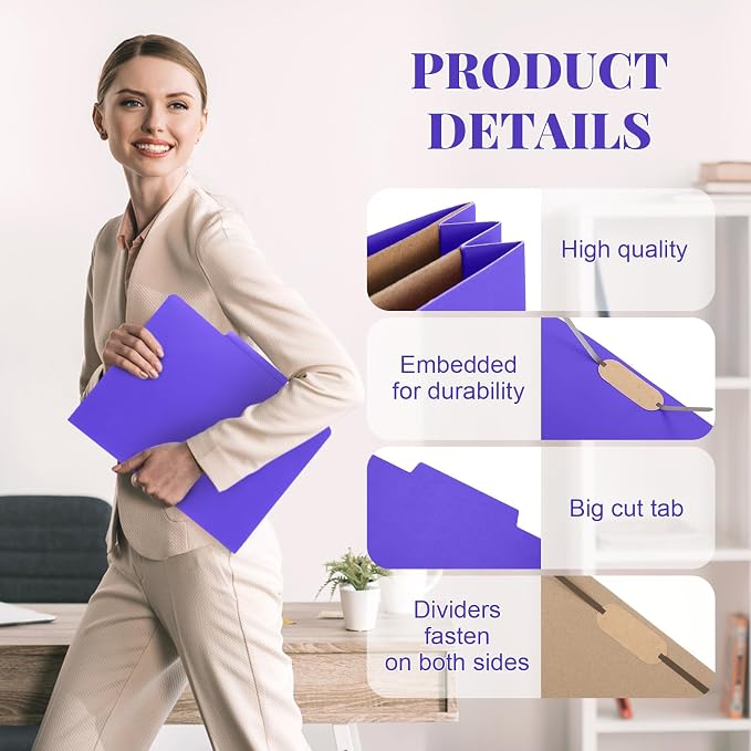 Skyygemm 12 Pcs Classification Folders Letter Size, 2 Pocket Dividers - Image 4