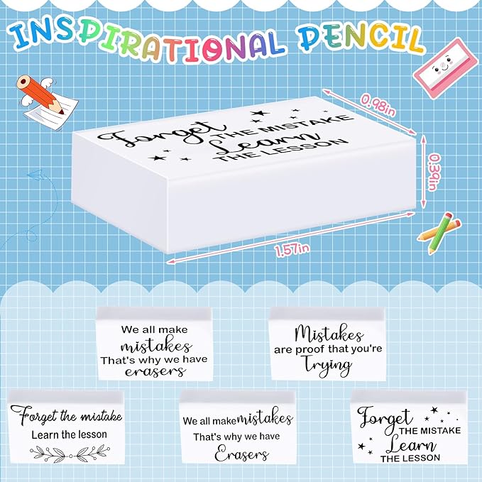 Nezyo 100 Pcs Inspirational Erasers Bulk for Kids Back to School Gifts Fun Erasers Motivational Reward Supplies for Classrooms Students Teachers Office Supplies(White)-DeskLoop Office