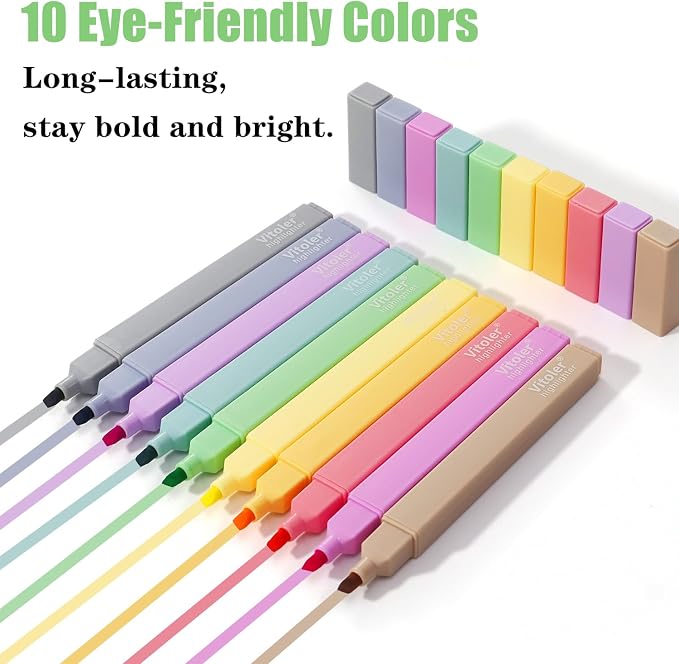 Piochoo Bible Highlighters, 10 Pack, Fast Dry, Pastel Highlighters No Bleed - Image 3