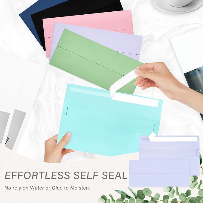 50 Pack #10 Business Envelopes, Self Seal Standard Lavender Envelopes - Image 5