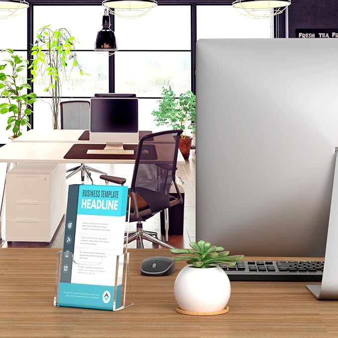 NIUBEE Acrylic Brochure Holder for 4’’ Trifold Pages, 50% Thicker Countertop - Image 4