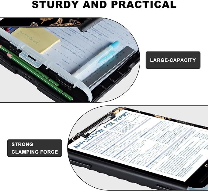 Clipboard with Storage, Heavy Duty Plastic Storage Clipboard with Low Profile - Image 3