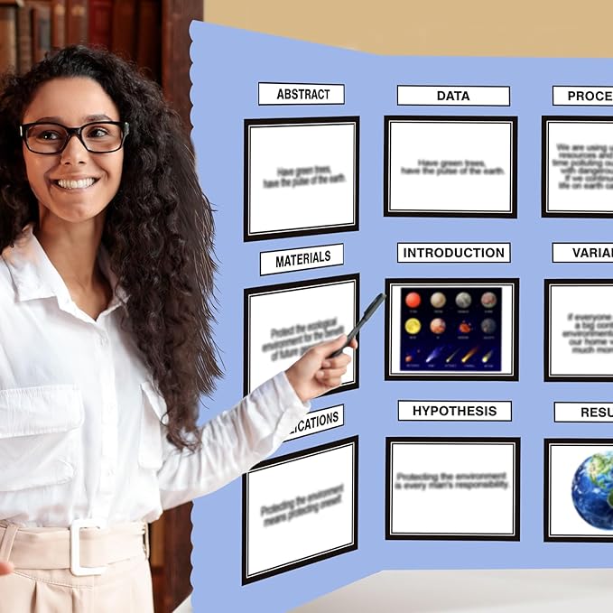 Paterr Trifold Poster Board with Storage Bag, Hook and Loop Fabric, Foldable 3 Panel Presentation Board for Science Fair and Exhibitions(Blue,72 x 36 Inch)-DeskLoop Office