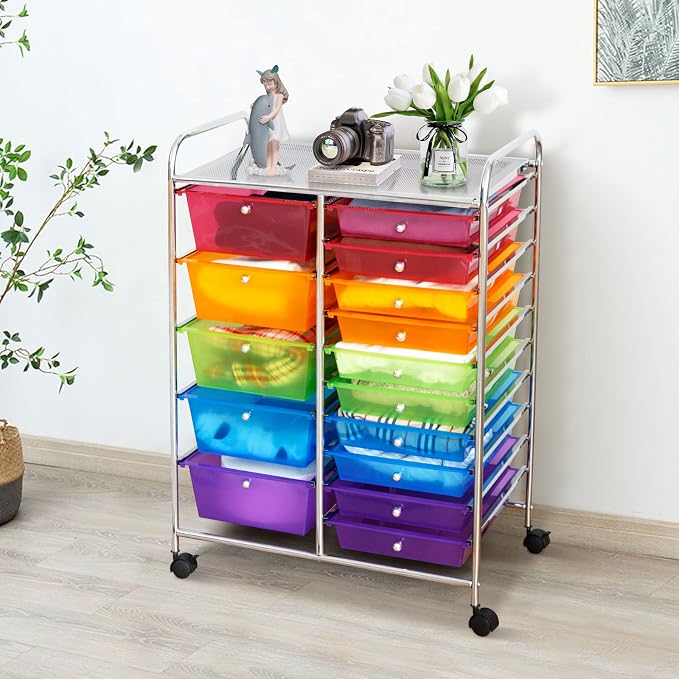 GLACER 15 Drawers Rolling Cart, Storage Cart - Image 2