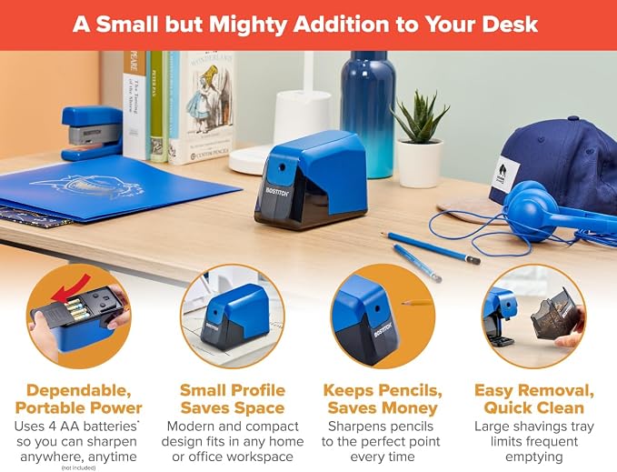 Bostitch Office Battery Pencil Sharpener, 4X Longer Cutter Life, Tip Saver - Image 3