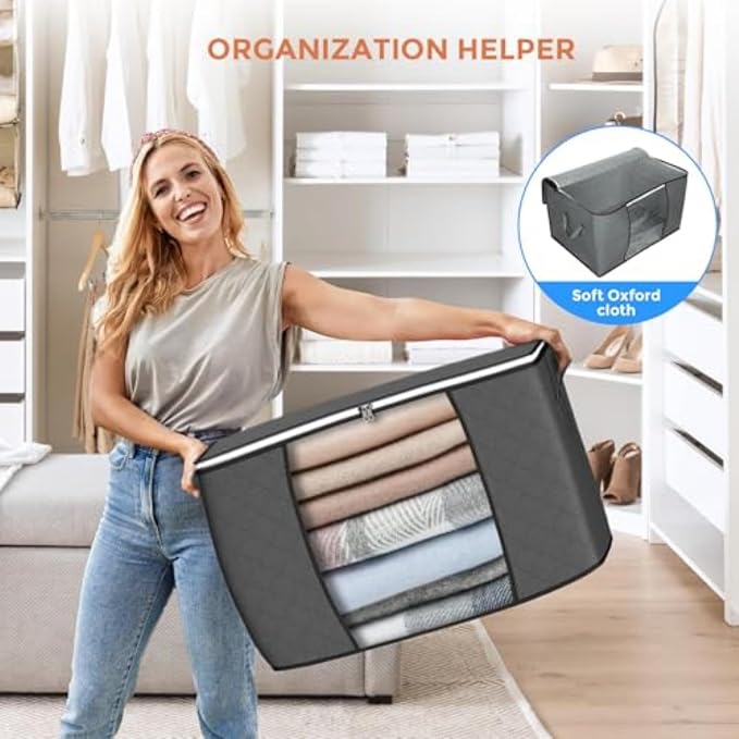 Budding Joy 90 L Large Storage Bags, 10 Pack Clothes Storage Bins Foldable - Image 6