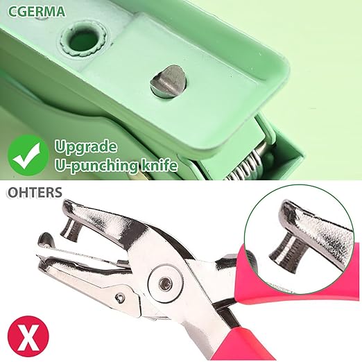Single Hole Puncher, 1/4" Hole, 50% Labor Savings, Heavy Duty Metal Punch, 15 Sheet Capacity, for ID Cards, Chipboard, Art Project, Crafts Easy Punching, Green-DeskLoop Office