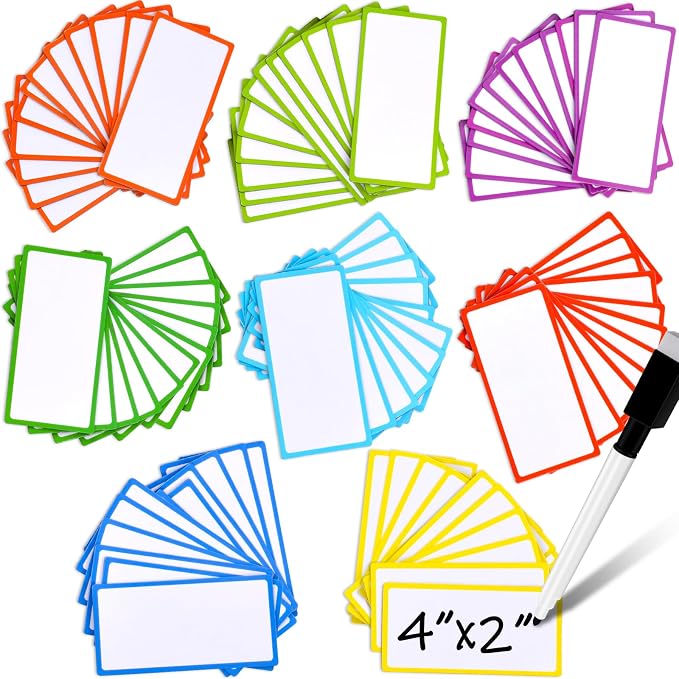 80 Pack Magnetic Dry Erase Labels 8 Colors 4"x2" Magnetic Labels Reusable Strips by FPMYB