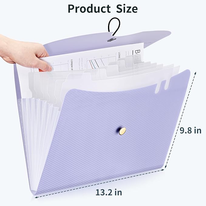 JARLINK 7 Pockets Expanding File Folder, A4 Accordion File Folders - Image 2