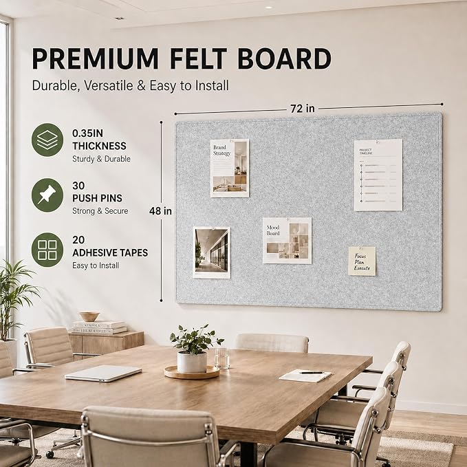 Large Felt Bulletin Board for Wall, Foldable Pin Board, Home Planning, Photos & - Image 2