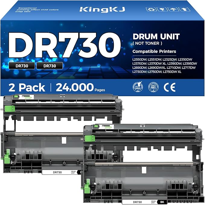 DR730 Drum Unit (Not Toner) 2-Pack Compatible Replacement for Brother DR-730 Imaging Drum MFC-L2710DW MFC-L2750DW DCP-L2550DW HL-L2350DW HL-L2395DW HL-L2370DW HL-L2390DW MFC-L2690DW HL-L2325DW Printer-DeskLoop Office