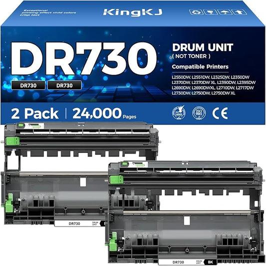 DR730 Drum Unit (Not Toner) 2-Pack Compatible Replacement for Brother DR-730 Imaging Drum MFC-L2710DW MFC-L2750DW DCP-L2550DW HL-L2350DW HL-L2395DW HL-L2370DW HL-L2390DW MFC-L2690DW HL-L2325DW Printer-DeskLoop Office