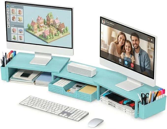 OPNICE Desk Organizers and Accessories, Dual Monitor Stand Riser by OPNICE