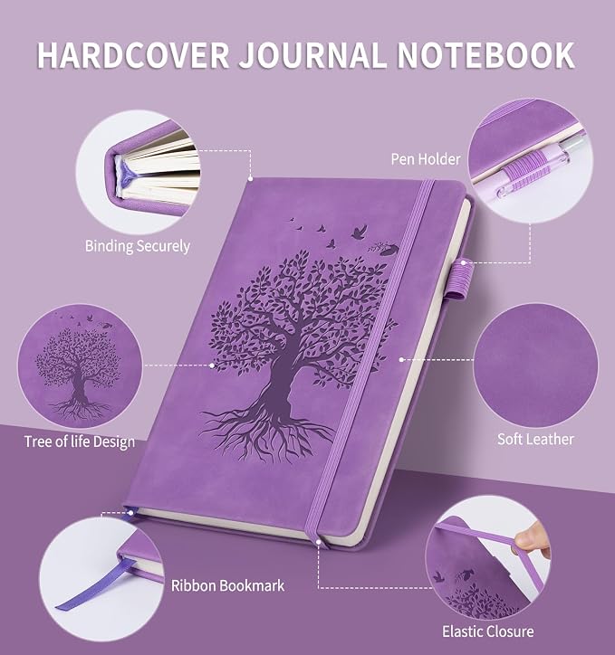 Lined Journal Notebook for Women Men, A5 Hardcover Leather Journals for Writing - Image 2