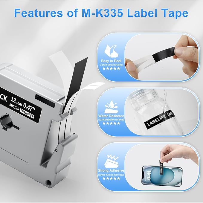 Labelife Label Maker Tape White on Black Replace - Image 4