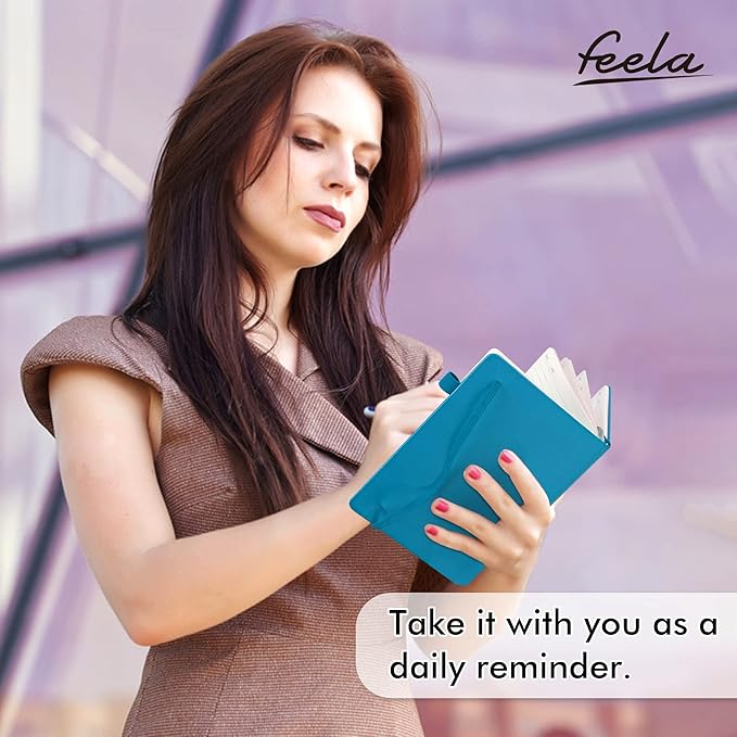 feela 24 Pack Journal Notebook Bulk for Work, Business Notebook Hardcover Lined Writing Journal with Pen Holder for Students Women Note Taking, with 24 Black Pens, 120 GSM, 5.1”x8.3”, A5, Solid Colors-DeskLoop Office