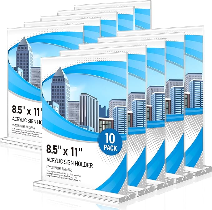 Eocnrhe Acrylic Sign Holder 8.5 x 11 10 Pack, Double-Sided Clear Sign Holder by Unknown