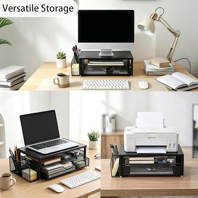 Spacrea Desk Organizer and Accessories, Computer Monitor Stand Riser - Image 3