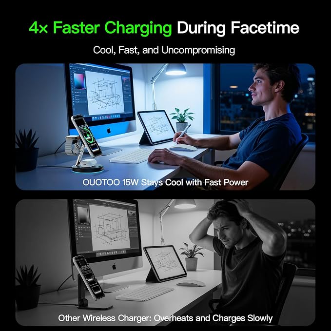 【Adjustable Blue Ambient Light】 Wireless Charger 3 in 1 - Image 4