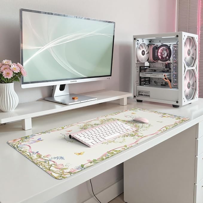 iCasso Desk Matt for Desktop, Cute Desk Pad White, Anti-Slip Large Gaming - Image 5