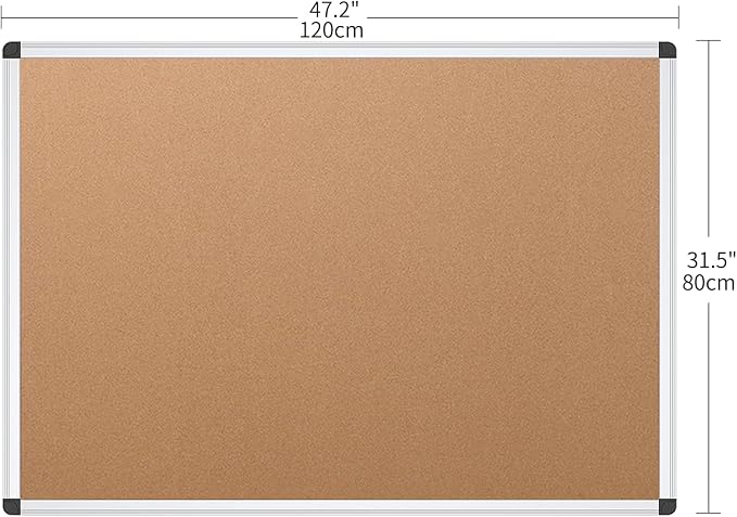 VIZ-PRO Cork Notice Board, 48 X 32 Inches, Cork Bulletin Board - Image 2