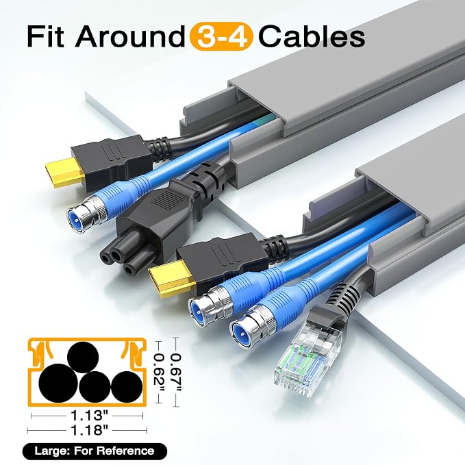 Delamu 157in Cord Hider, Cord Cover Wall Cable Management, Paintable Wire Cover - Image 3