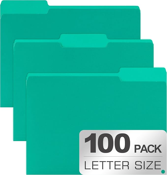 100 Packs Colored File Folders, 1/3 Cut Tabs File Folder, Bright Green File by Unknown