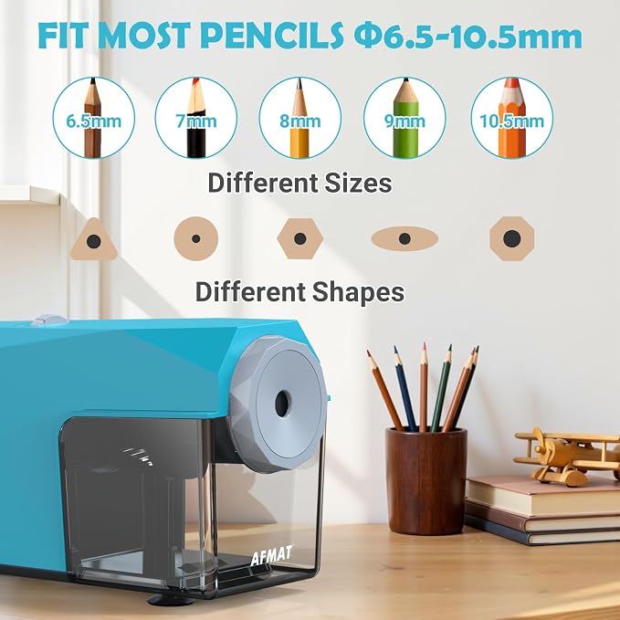 AFMAT Electric Pencil Sharpener, Fast & Hands-Free, 10K+ Uses, 5 Nibs, Fully - Image 3